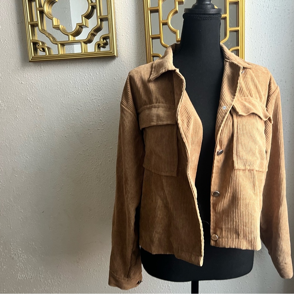 Vintage-Style Camel Corduroy Button-Up Jacket🤎🍂